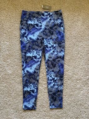 Chico’s Fabulously Slimming Blue Purple Hue Abstract Print Legging Size 2 US 12